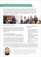 MSc in International Management Program Flyer