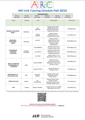 Peer Tutoring Schedule Fall 2023